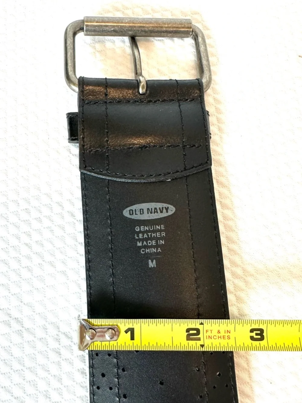 Wide Black Perforated Design Leather Belt‎ with Silver Buckle Boho Festival